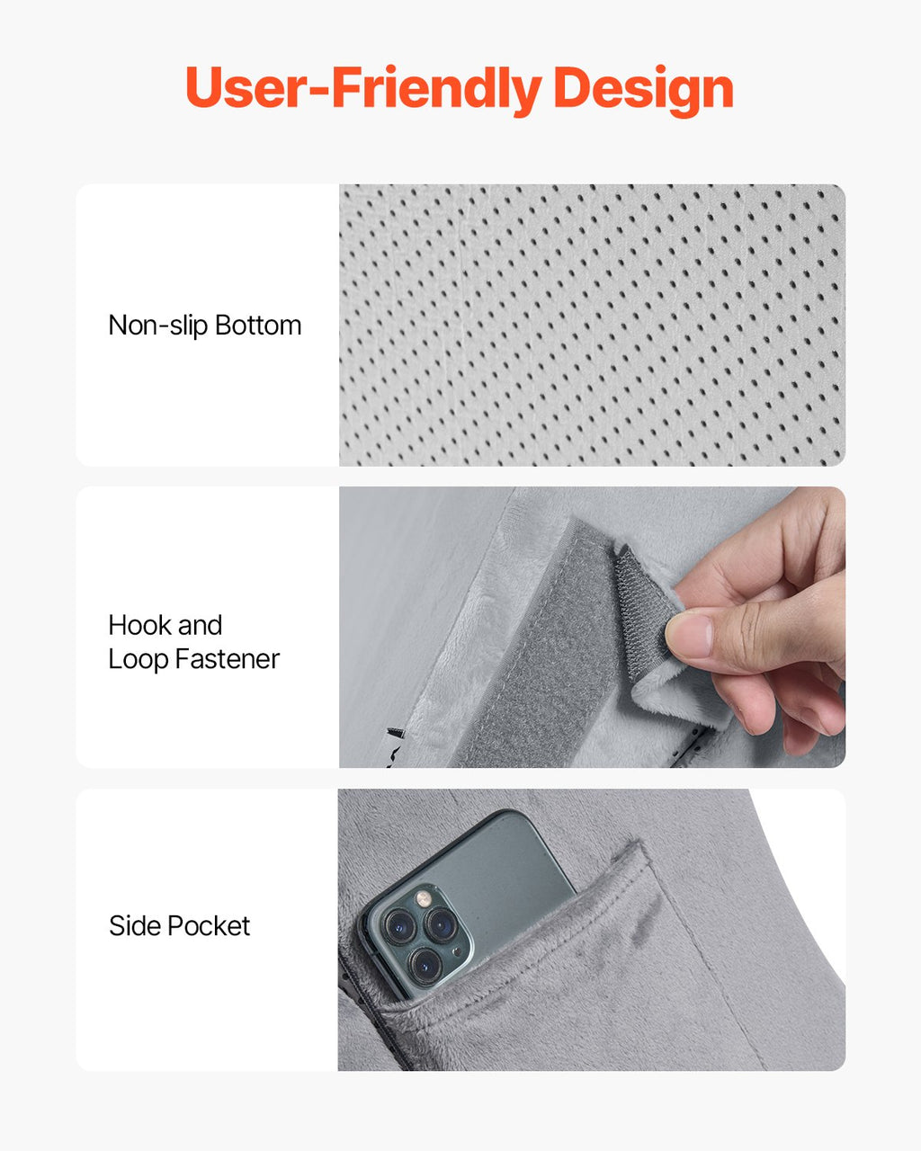 VEVOR Wedge Pillow for Sleeping, 4 Pcs Adjustable Orthopedic Bed Wedge Set, Support Leg Neck Shoulder, Post Surgery Pillow for Back Pain, Acid Reflux, Snoring Relief, Sitting up in Bed, Dark Grey