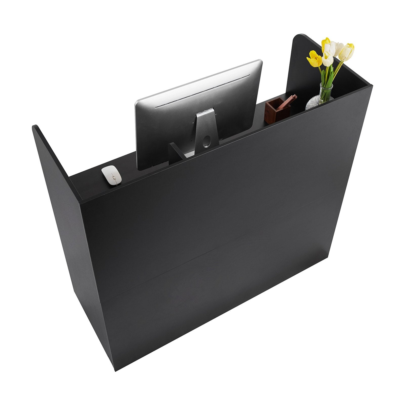 VEVOR Reception Desk, 1200 x 480 x 1100 mm Rectangular Front Counter Table, Office Reception Counter with Lockable Drawer and Storage Cabinet, for Checkout, Lobby, Beauty Salon and Office, Black
