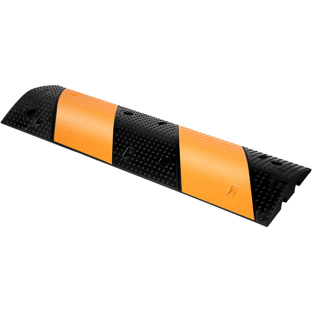 VEVOR Rubber Speed Bump, 2 Pack 2 Channel Speed Bump Hump, 42\" Long Modular Speed Bump Rated 22000 LBS Load Capacity, 40.2 x 11.8 x 2.4 inch Garage Speed Bump for Asphalt Concrete Gravel Driveway