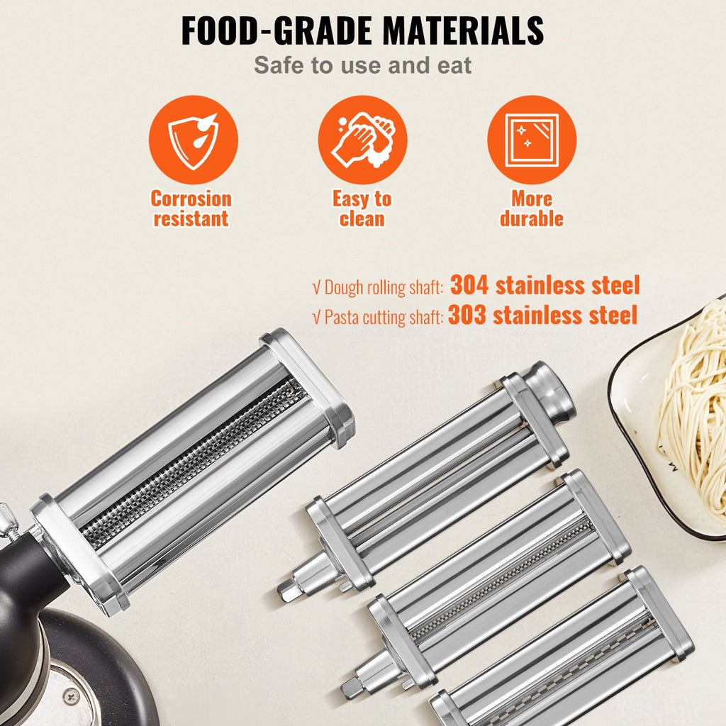 VEVOR 3Pcs Pasta Attachment for KitchenAid Stand Mixer Pasta Roller Cutter Set