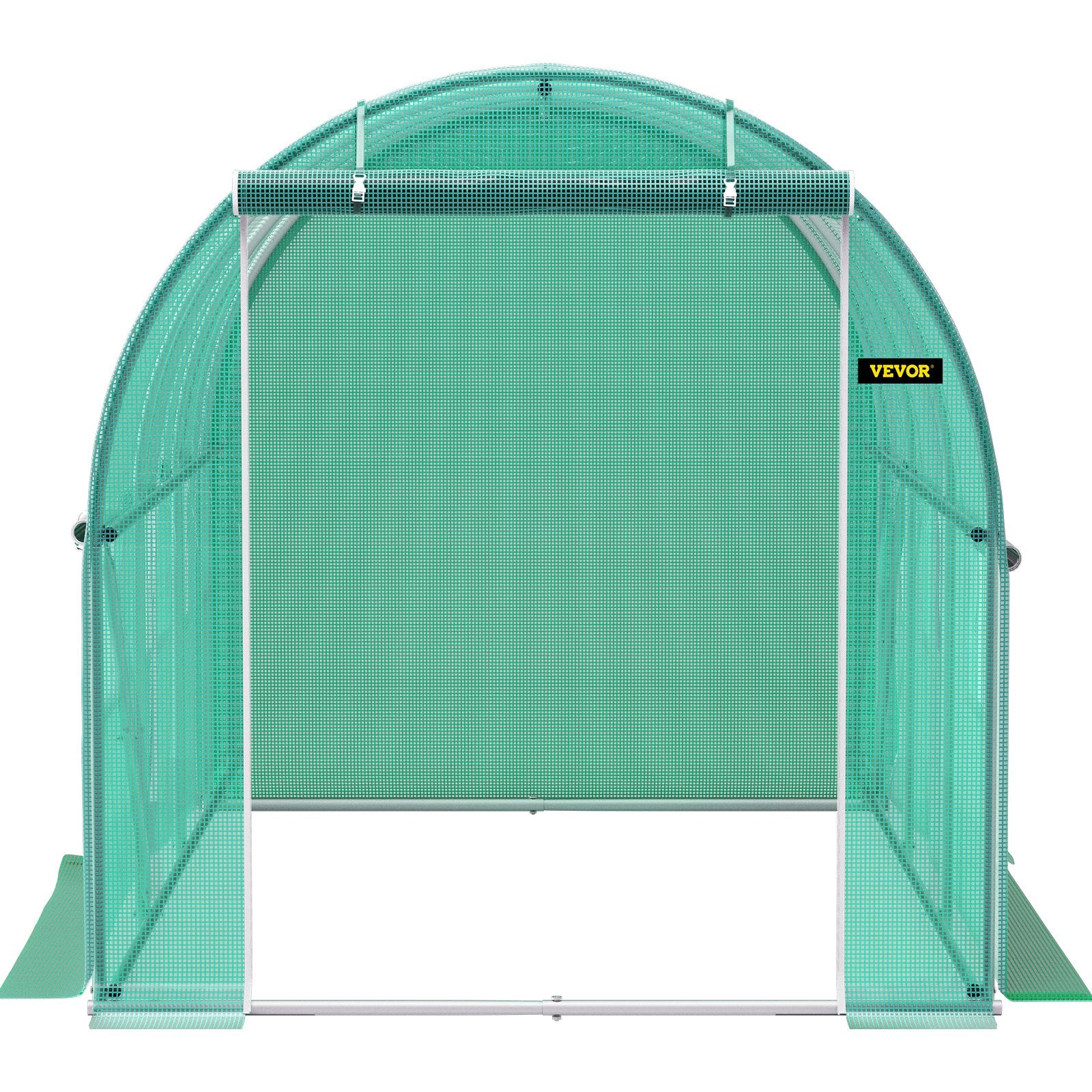 VEVOR Walk-in Tunnel Greenhouse, 3 x 2 x 2 m, Portable Plant Hot House with Galvanised Steel Frame, 1 Top Bar, Diagonal Poles, Zipper Door and 6 Roll-Up Windows, Green