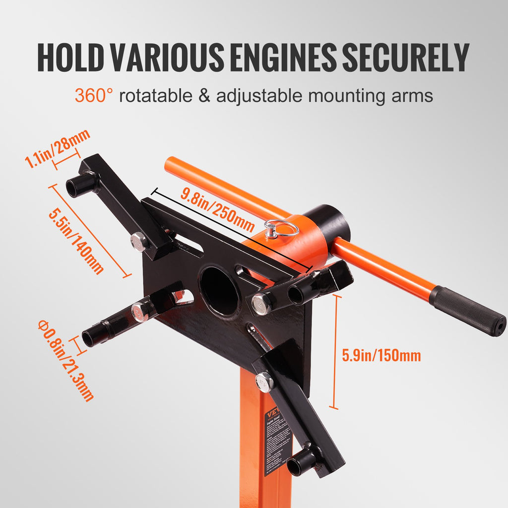 VEVOR Engine Stand 750LBS Motor Hoist Dolly 360 Degree Adjustable Mounting Head