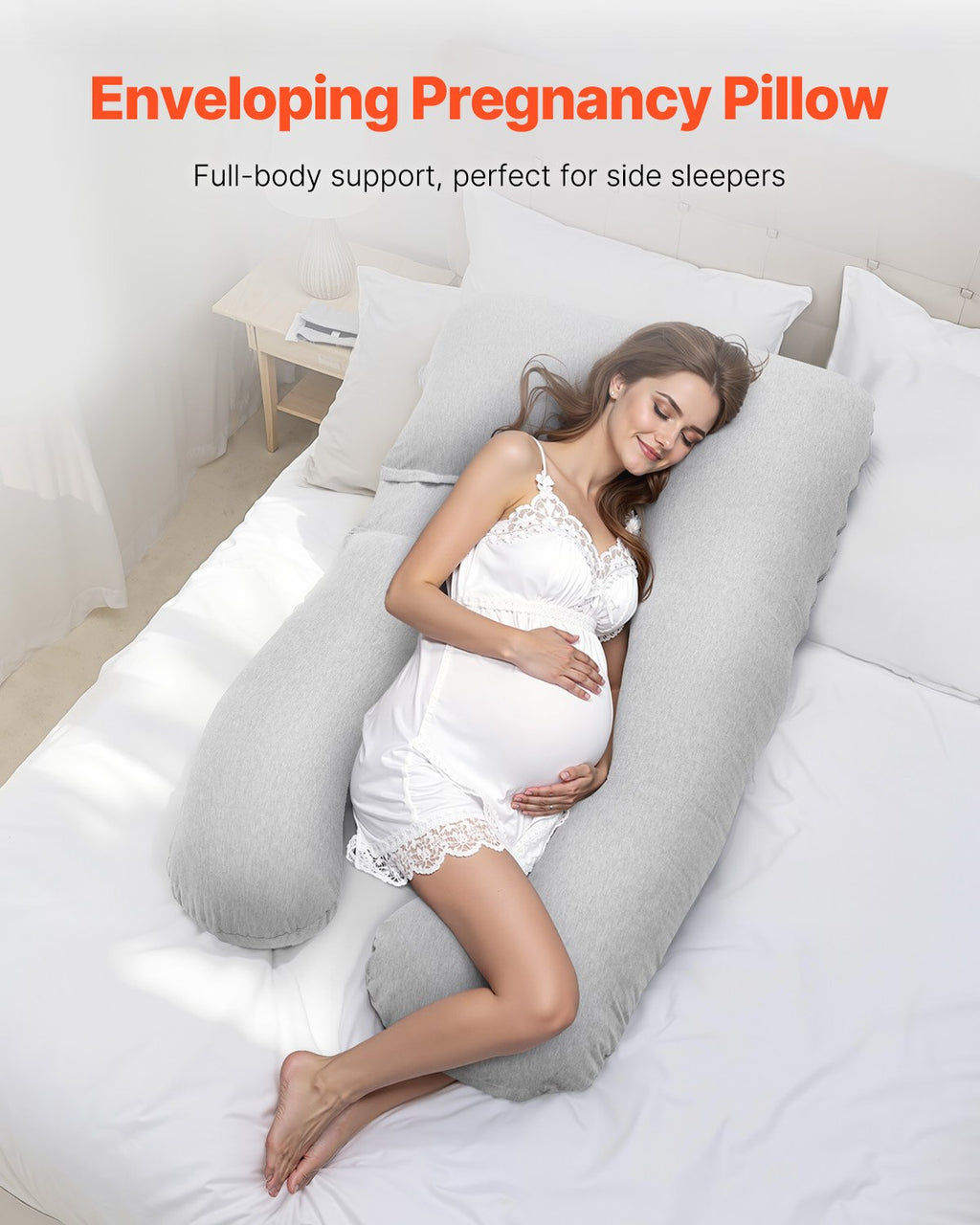 VEVOR Pregnancy Pillow, U-Shaped Full Body Maternity Pillow for Pregnant Women, Soft and Breathable Pregnant Support Pillows with Removable & Washable Cover, Perfect for Back, Belly, Hip, Legs Relief