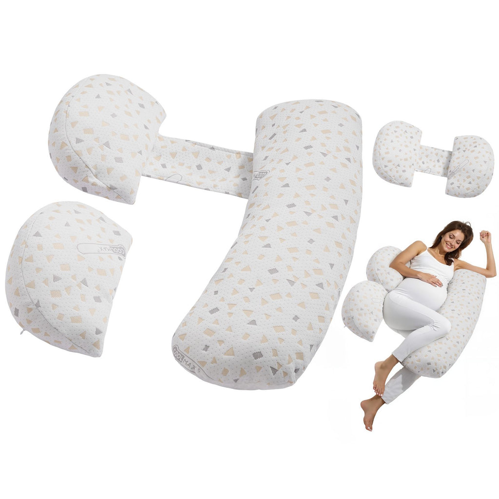 VEVOR Pregnancy Pillows, Adjustable Maternity Pillow for Pregnant Women, Soft Pregnancy Body Pillow with Removable & Washable Cover for Back Belly Hip Support, Lightweight and Portable