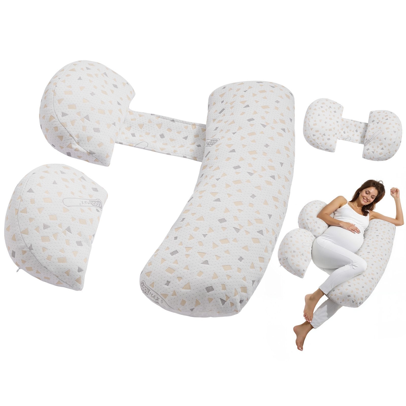 VEVOR Pregnancy Pillows, Adjustable Maternity Pillow for Pregnant Women, Soft Pregnancy Body Pillow with Removable & Washable Cover for Back Belly Hip Support, Lightweight and Portable