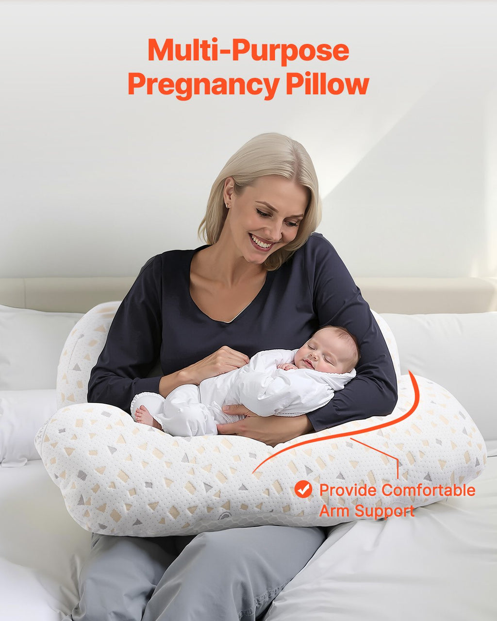 VEVOR Pregnancy Pillows, Adjustable Maternity Pillow for Pregnant Women, Soft Pregnancy Body Pillow with Removable & Washable Cover for Back Belly Hip Support, Lightweight and Portable