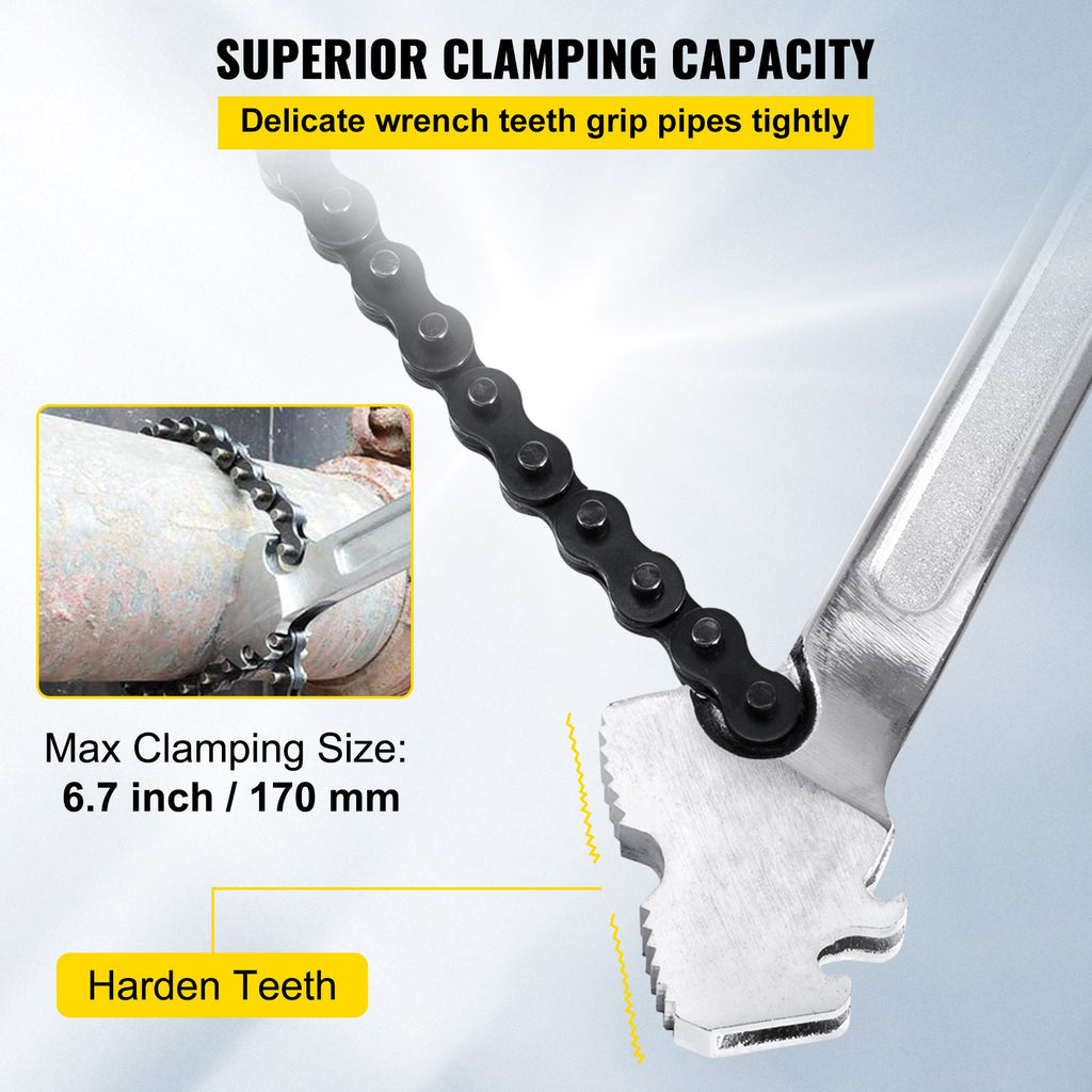 VEVOR 24 Inch Pipe Chain Wrench Heavy Duty 6.7 Inch Chain Wrench