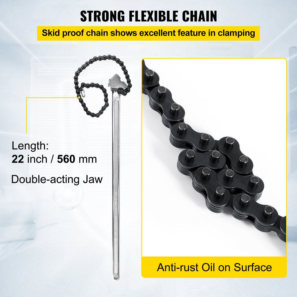 VEVOR 24 Inch Pipe Chain Wrench Heavy Duty 6.7 Inch Chain Wrench