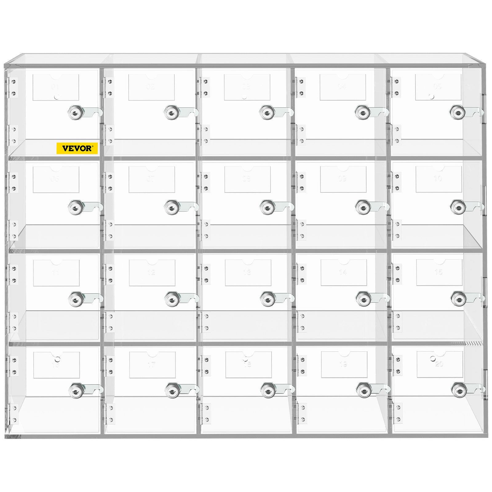 VEVOR Acrylic Cell Phone Locker Box Storage Cabinet Pocket w/Keys 20 Slots Clear