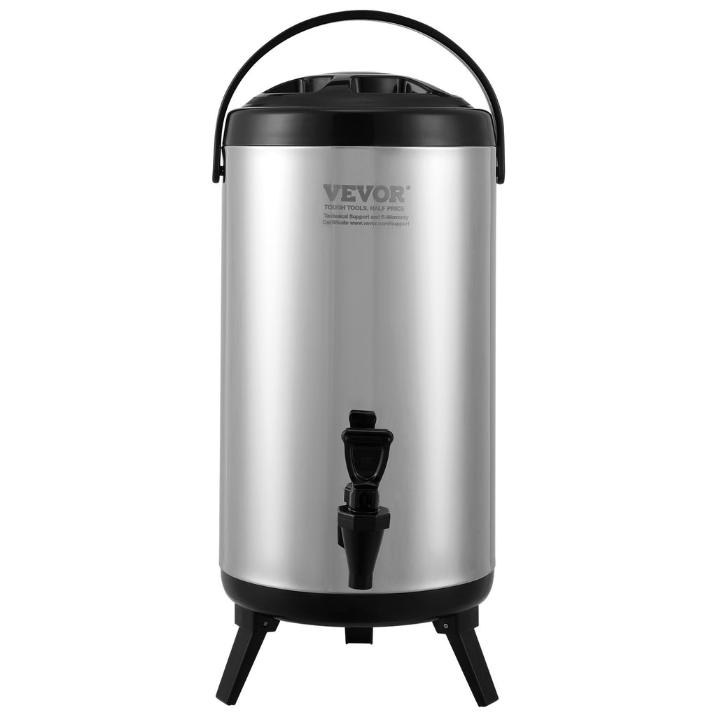 VEVOR Stainless Steel Insulated Beverage Dispenser, 9.2 Liter, Thermal Hot and Cold Drink Server Dispenser with Spigot Handle, Food-grade for Hot Tea Coffee Water Restaurant Drink Shop