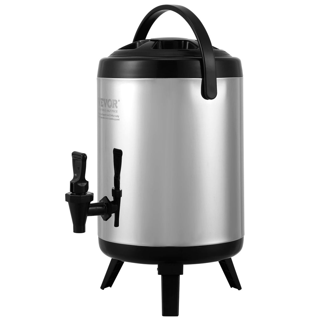 VEVOR Stainless Steel Insulated Beverage Dispenser, 6 Liter, Thermal Hot and Cold Drink Server Dispenser with Spigot Handle, Food-grade for Hot Tea Coffee Water Restaurant Drink Shop