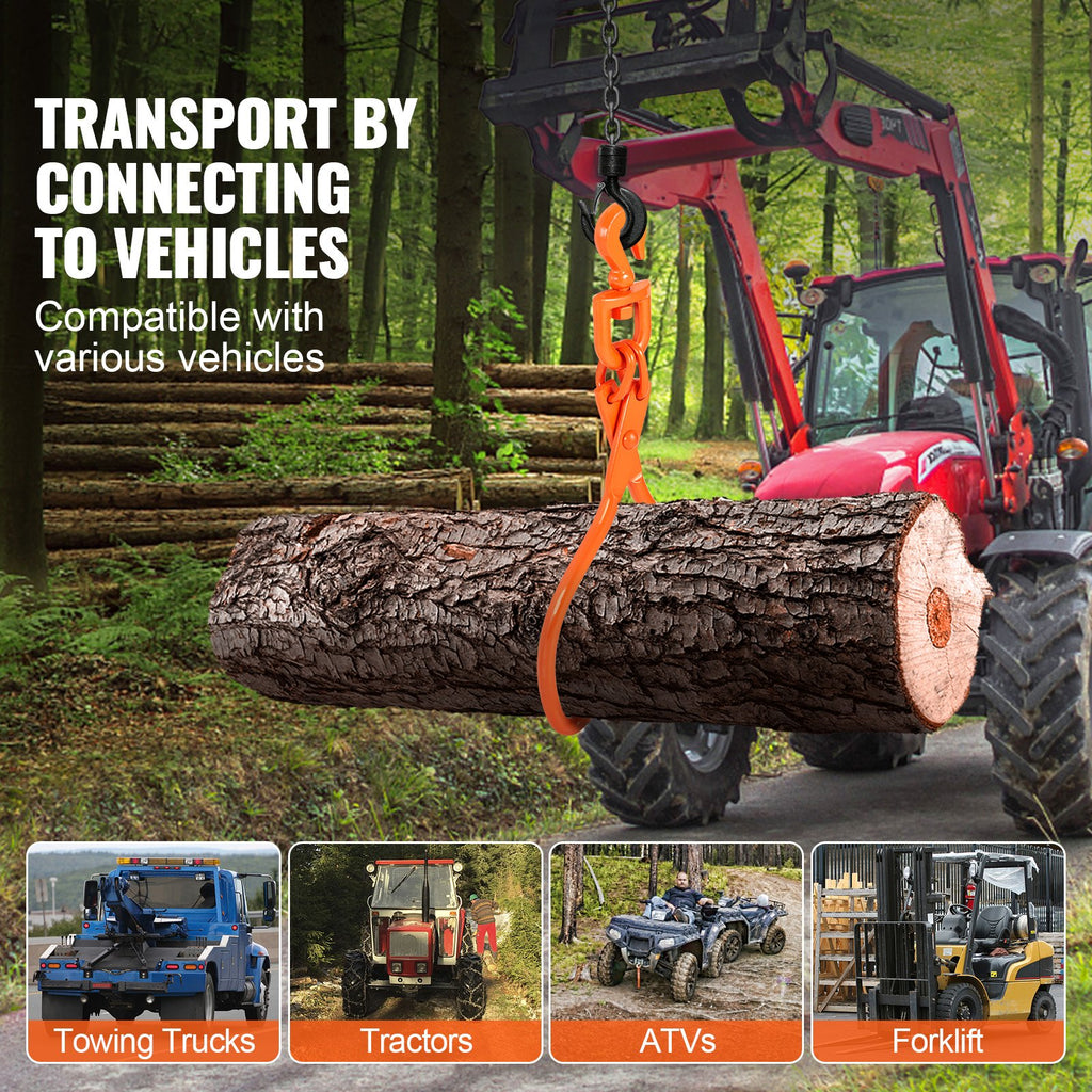 VEVOR Log Skidding Tongs, 45.7cm 2 Claw Log Lifting Tongs, Heavy Duty Rotating Steel Lumber Skidding Tongs, 350 kg Loading Capacity, Log Lifting, Handling, Dragging & Carrying Tool