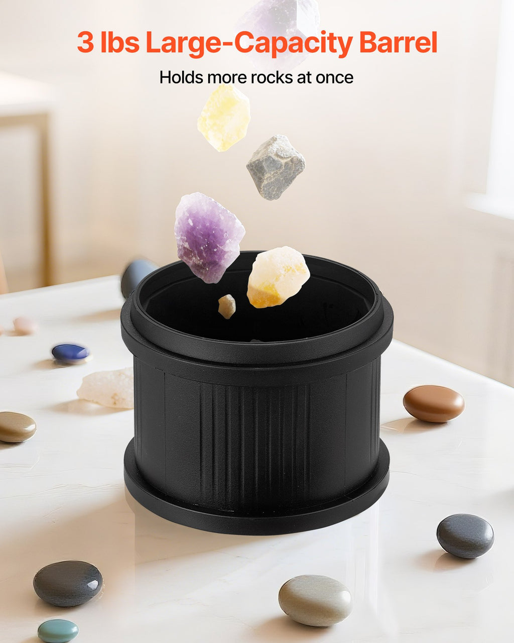 VEVOR Rock Tumbler Kit, 3 lbs Rock Polishing Kit, 4 Speed Settings 9-Day Polishing Timer Stone Polishing Kit, Rock Polisher with Rough Gemstones and Polishing Grits, Rock Polisher for Adults Kids