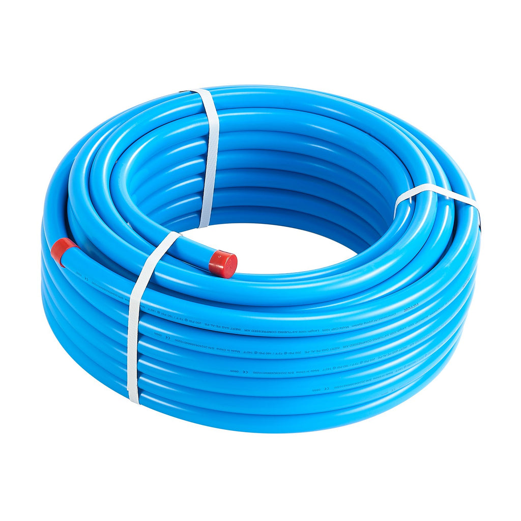 VEVOR Air Compressor Line Kit, 100FT x 3/4", HDPE-Aluminum Compressed Air Piping System, Leak-Proof, Pressure-Resistant & Easy-to-Install, Compressed Air Line Tubing Kit for Garages Workshops, Blue