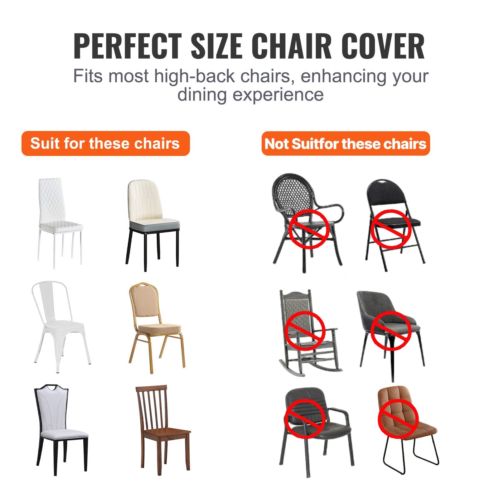VEVOR Stretch Spandex Folding Chair Covers, Universal Fitted Chair Cover, Removable Washable Protective Slipcovers, for Wedding, Holiday, Banquet, Party, Celebration, Dining (50PCS Black)
