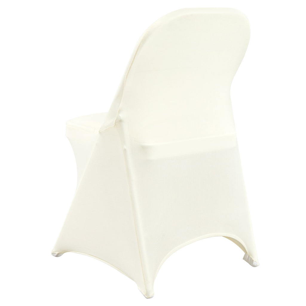 VEVOR Stretch Spandex Folding Chair Covers, Universal Fitted Chair Cover, Removable Washable Protective Slipcovers, for Wedding, Holiday, Banquet, Party, Celebration, Dining (30PCS Ivory White)