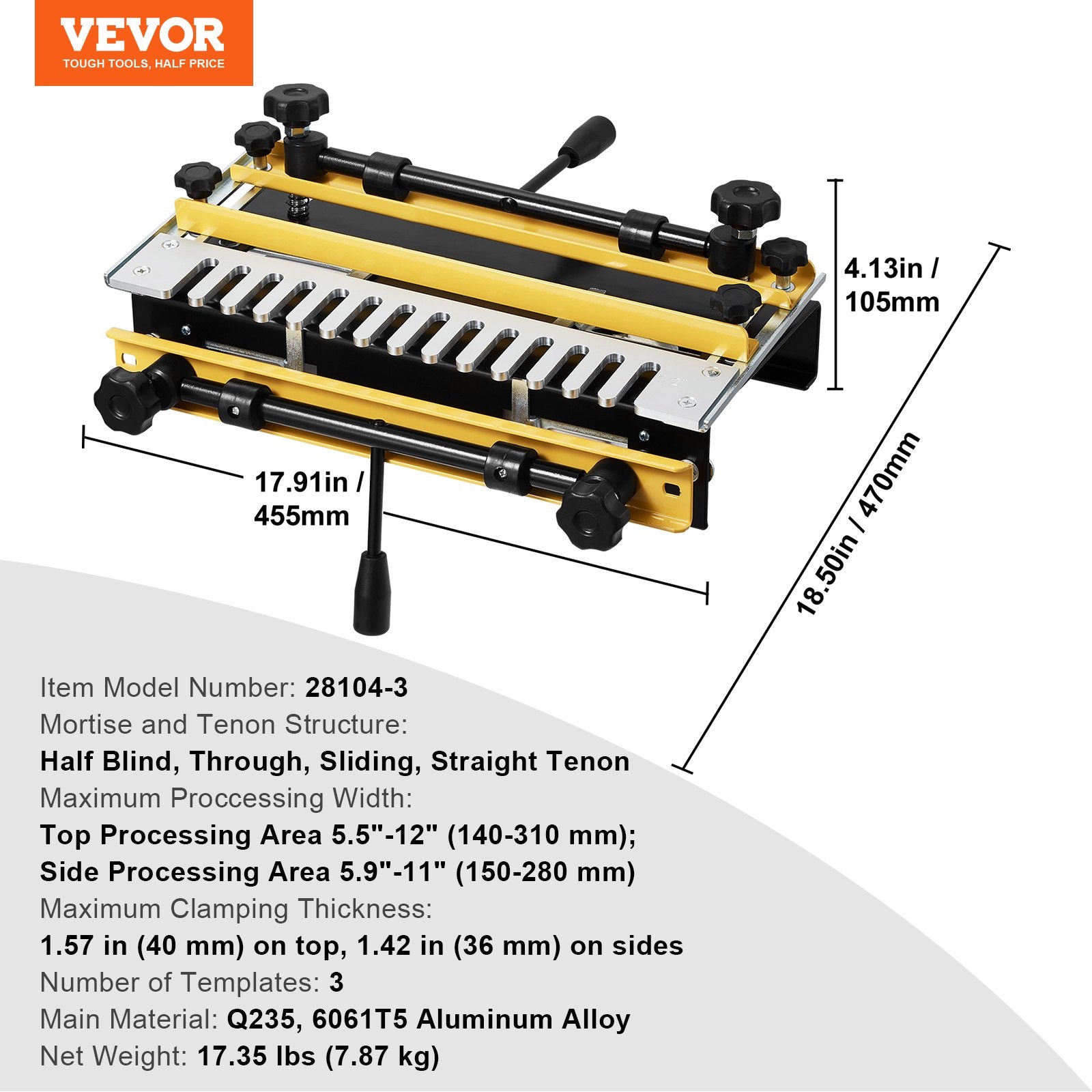 VEVOR Dovetail Jig, 310 mm Width, Dove Tailing Router Jigs with 4 Router Bits & 6 Templates, Precise Alignment Dove Tail Jig, Mortise and Tenon Woodworking Tools for Furniture & Wood Cabinet Making