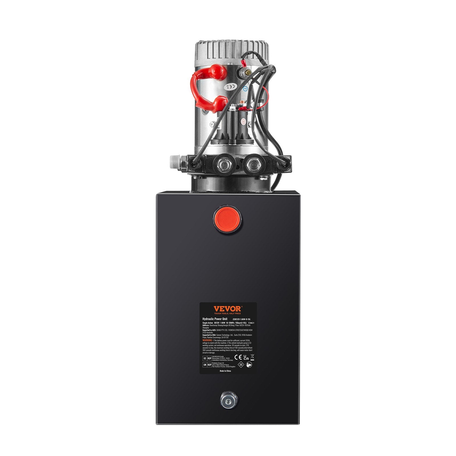 VEVOR Hydraulic Pump 15 Quart Double Acting Dump Trailer Pump Power Unit DC 12V