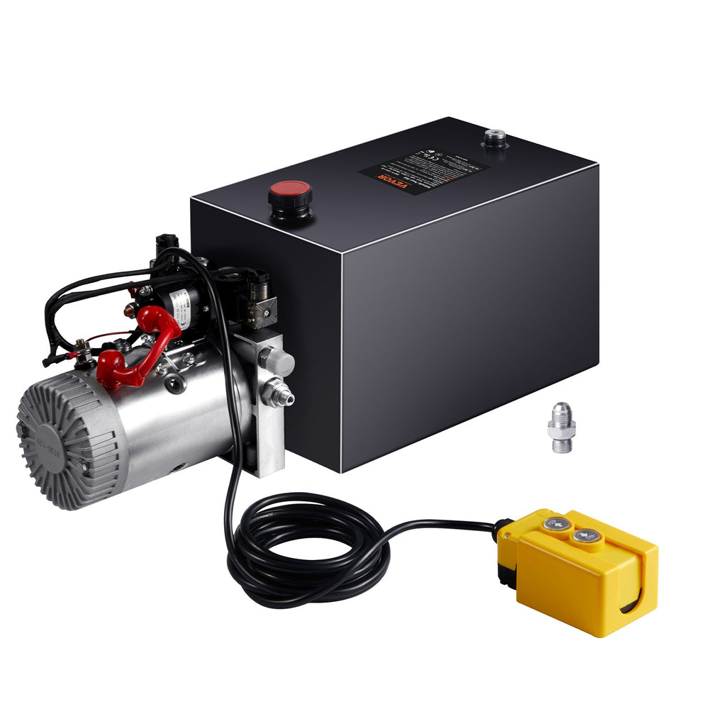 VEVOR Hydraulic Pump 15 Quart Double Acting Dump Trailer Pump Power Unit DC 12V