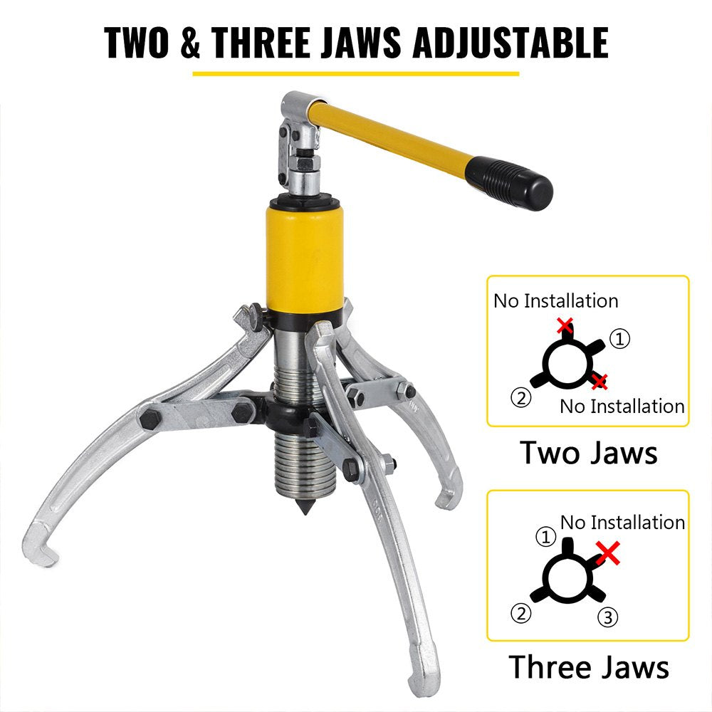 VEVOR Hydraulic Gear Puller, 15 Ton Max. Capacity Hydraulic Puller, 2 or 3 Jaws Bearing Hub Separator, 3.9"- 11.8" Hydraulic Puller Separator Tool for Pulling Hubs, Flanges, Gears, Bearings