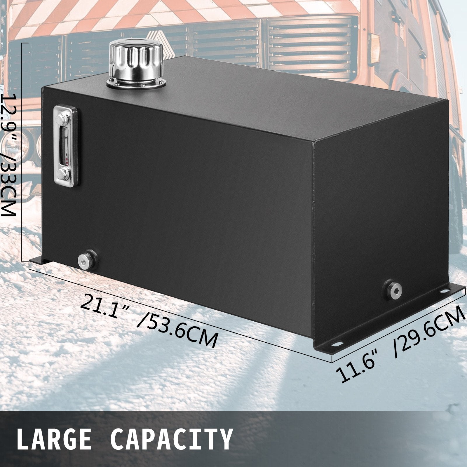 VEVOR Hydraulic Fluid Reservoir Tank 10 Gallon Hydraulic Oil Reservoir Hydraulic Steel Tank Reservoir, Hydraulic Oil Tank Reservoir, Hydraulic Reservoir with a Temp Gauge