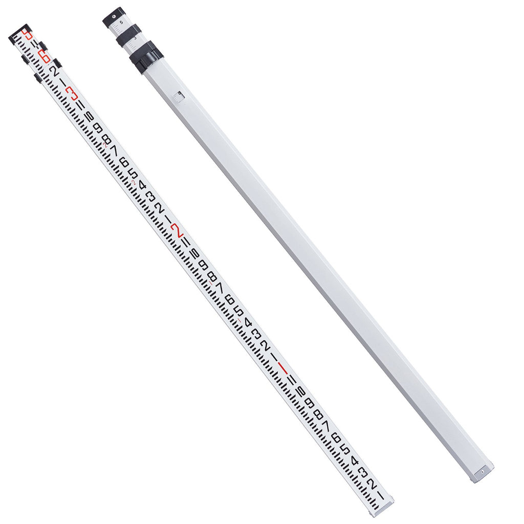VEVOR Aluminum Grade Rod, 9-Feet/8ths 3 Sections Telescopic Measuring Rod, Double-Sided Scale 1/8in Leveling Rod Stick,Aluminum Alloy Survey Rod with Bubble Level &Carrying Bag for Houses,Walls,Floors