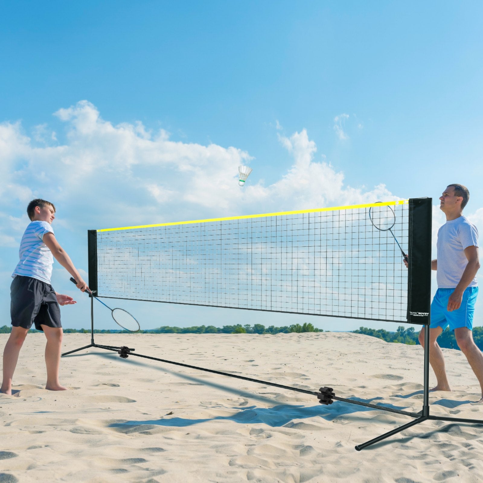 VEVOR Badminton Net, Height Adjustable Volleyball Net, 10ft Wide Foldable Pickleball Net, Portable Easy Setup Tennis Net Set with Poles, Stand and Carry Bag, for Kids Backyard Game Indoor Outdoor Use