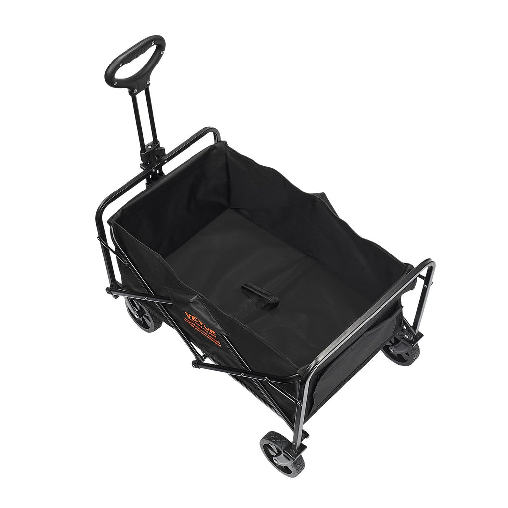 VEVOR Collapsible Folding Wagon, 2 cu.ft Grass Wagon Cart with All-Terrain 5in Wheels, Heavy Duty Folding Wagon Cart 220 lbs Weight Capacity with Drink Holders, Sports Wagon for Camping, Shopping, Gar
