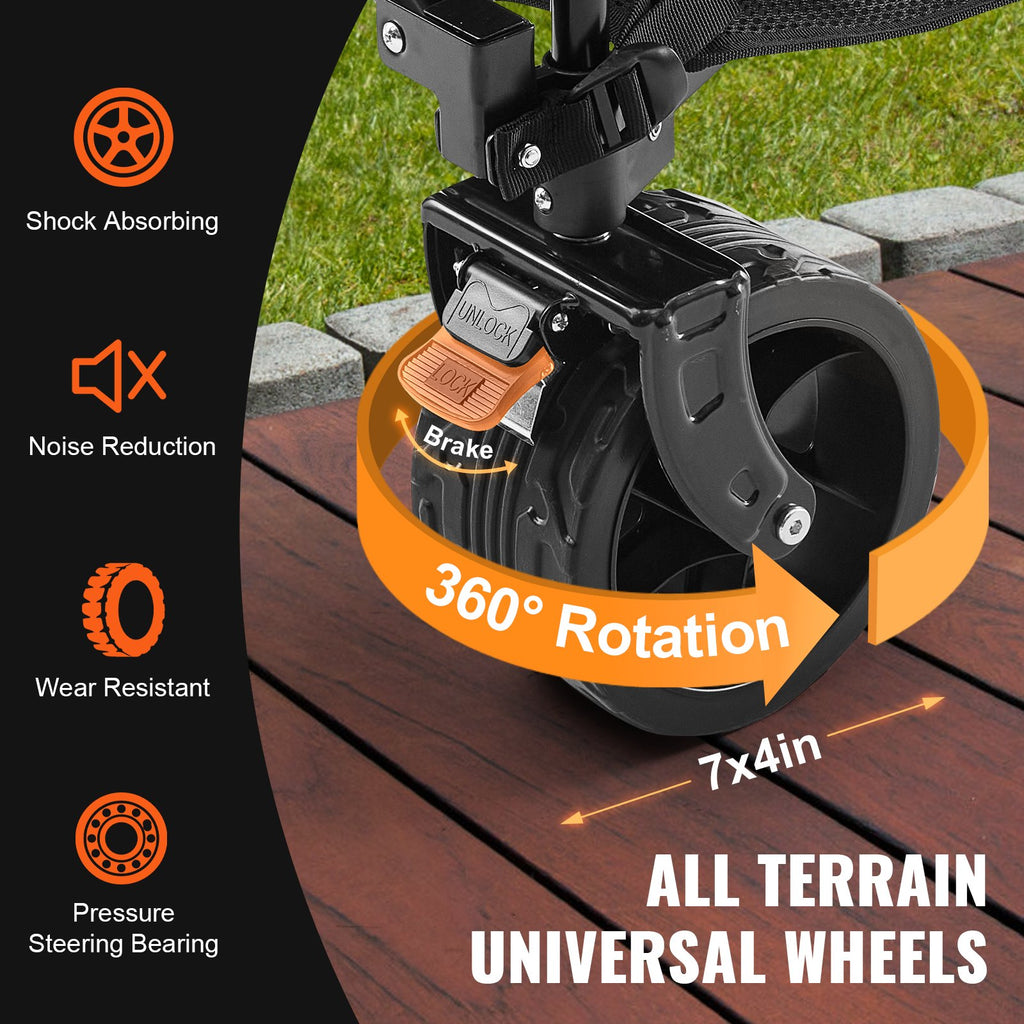 VEVOR Foldable Double Decker Wagon, 400L Collapsible Wagon Cart with All-Terrain Wheels, Heavy Duty Folding Wagon Cart 350-450 lb Weight Capacity for Camping, Shopping, Garden, 52" Extra Long Extender