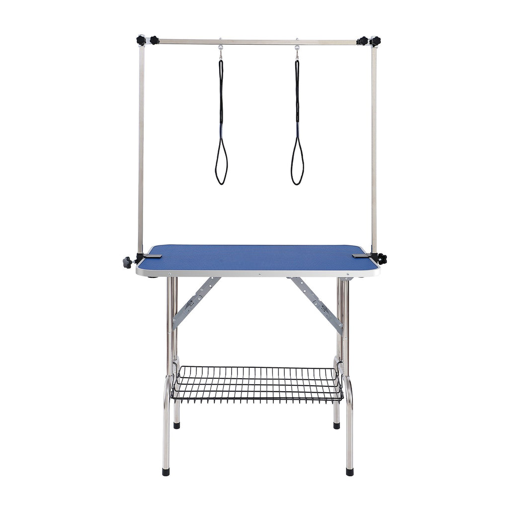 VEVOR Pet Grooming Table Two Arms with Clamp, 915 x 610mm Dog Grooming Station, Foldable Pets Grooming Stand for Medium and Small Dogs, Free Two No Sit Haunch Holder with Grooming Loop, Bearing 150kg