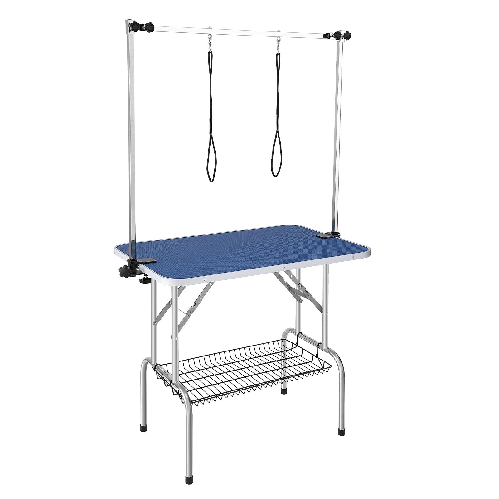 VEVOR Pet Grooming Table Two Arms with Clamp, 915 x 610mm Dog Grooming Station, Foldable Pets Grooming Stand for Medium and Small Dogs, Free Two No Sit Haunch Holder with Grooming Loop, Bearing 150kg