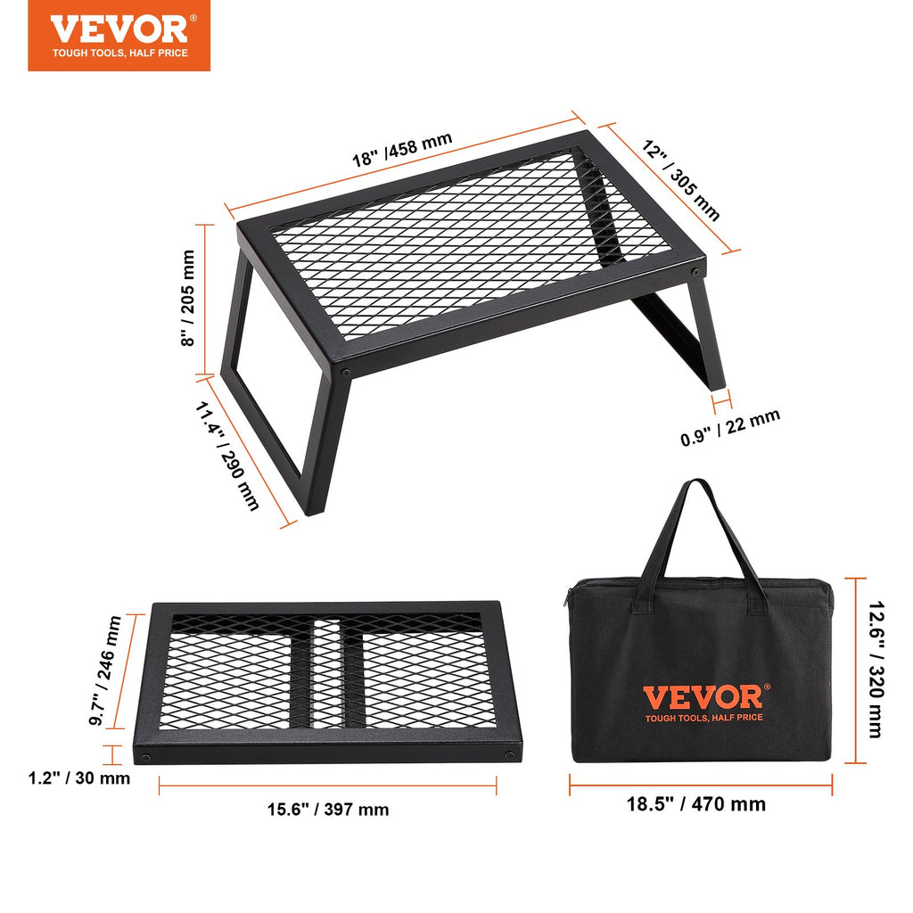 VEVOR Folding Campfire Grill Portable Camping Fire Pit Steel Outdoor BBQ Picnic