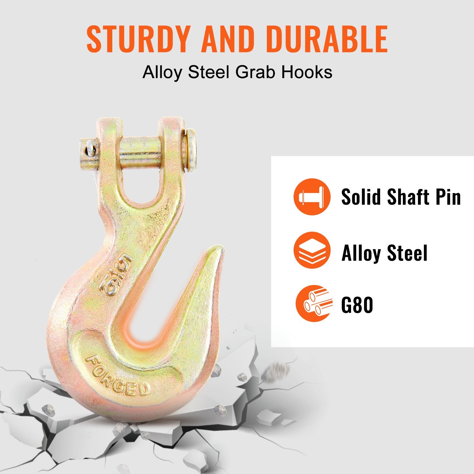 VEVOR Transport Binder Chain, 2222 kg Working Load Limit, G80 Tow Chain Tie Down with Grab Hooks, DOT Certified, Galvanized Coating Manganese Steel for Dock Factory Construction Site