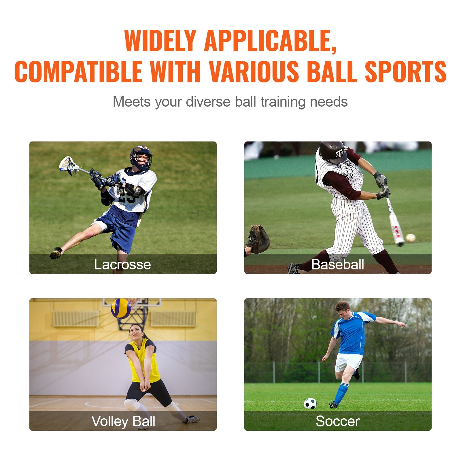 VEVOR Folding Lacrosse Rebounder for Backyard, 3x4 Ft Volleyball Bounce Back Net, Pitchback Throwback Baseball Softball Return Training Screen, Adjustable Angle Shooting Practice Training Wall, Black
