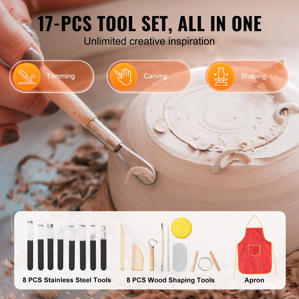 VEVOR Pottery Wheel, 11 inch Pottery Forming Machine, 450W Electric Wheel for Pottery with Foot Pedal and LCD Touch Screen, Direct Drive Ceramic Wheel with Shaping Tools for DIY Art Craft, White