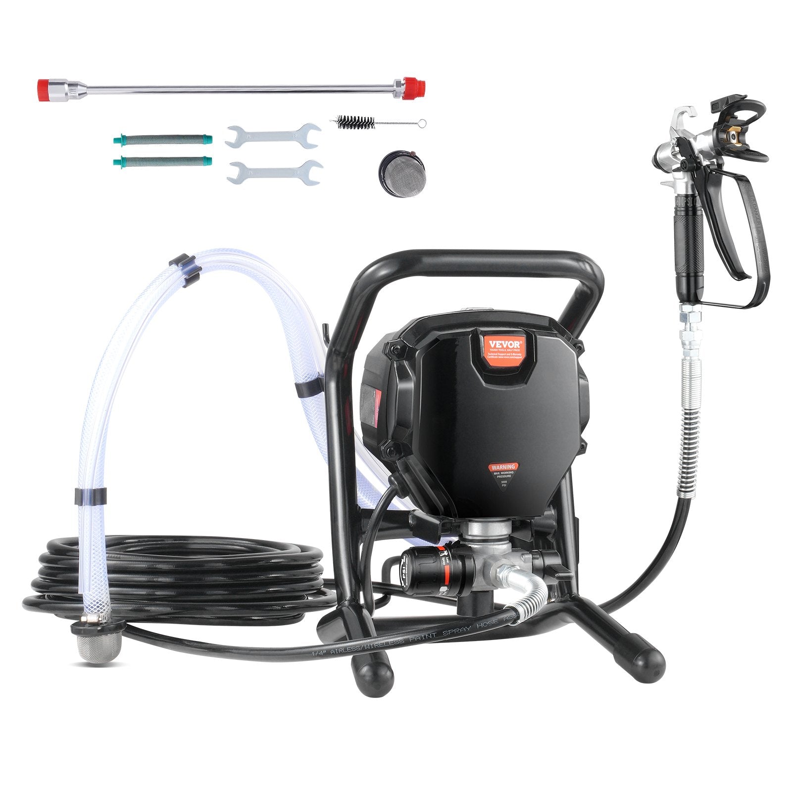 VEVOR Stand Airless Paint Sprayer, 750W 3000PSI High Efficiency Electric Airless Sprayer, Fine And Even Painting Effect, Handheld Paint Sprayers for Home Interior and Exterior Furniture and Fences
