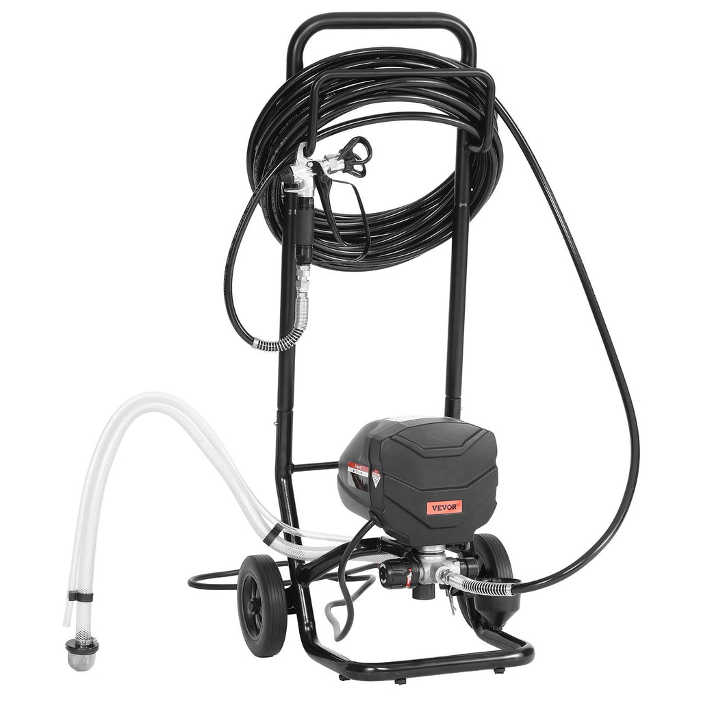 VEVOR Stand Airless Paint Sprayer, 650W, 3000PSI High Pressure Airless Sprayer with Cart, Cleaning Brush, Hose, Extension Rod, Nozzles, Electric Spray Paint Machine for House Exterior and Interior
