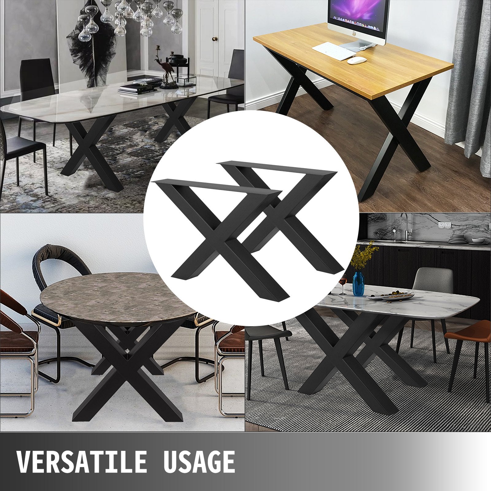 VEVOR Metal Table Legs 28.4 x 29.9 Inch Black Table Legs Premium steel table legs with X-frame style Steel Bench Legs Country Style Table Legs Furniture Leg Perfect for Coffee Store Home Office Bar