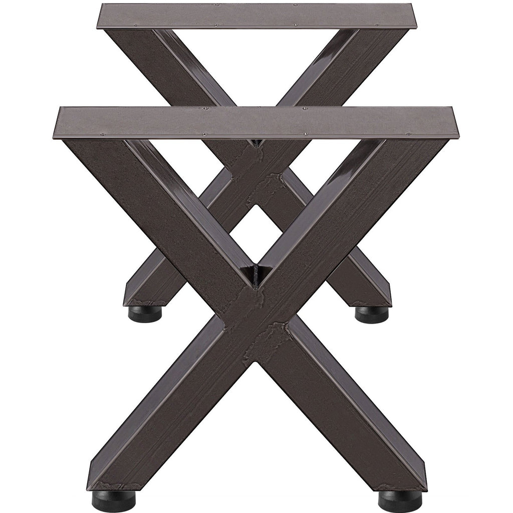 VEVOR Set of 2 Steel Table Legs, 28'Height 24'Wide Dining Table Legs, Heavy Duty 3.1" Square Box Section X Frame Table Legs, 28x24x3.1 Inch Original Color Industrial Country Style Metal Dining Legs