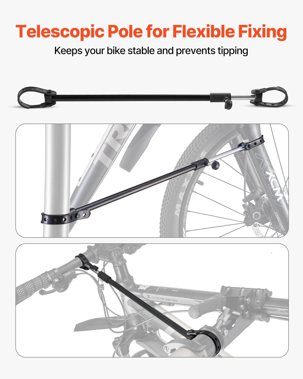 VEVOR Bike Repair Stand, Max. 49.9 kg Heavy-duty Bicycle Work Stand with 1025-1510 mm Adjustable Height & Large Tool Tray, Foldable Ebike Maintenance Rack, Shop Home Mechanics for Mountain Road Bike