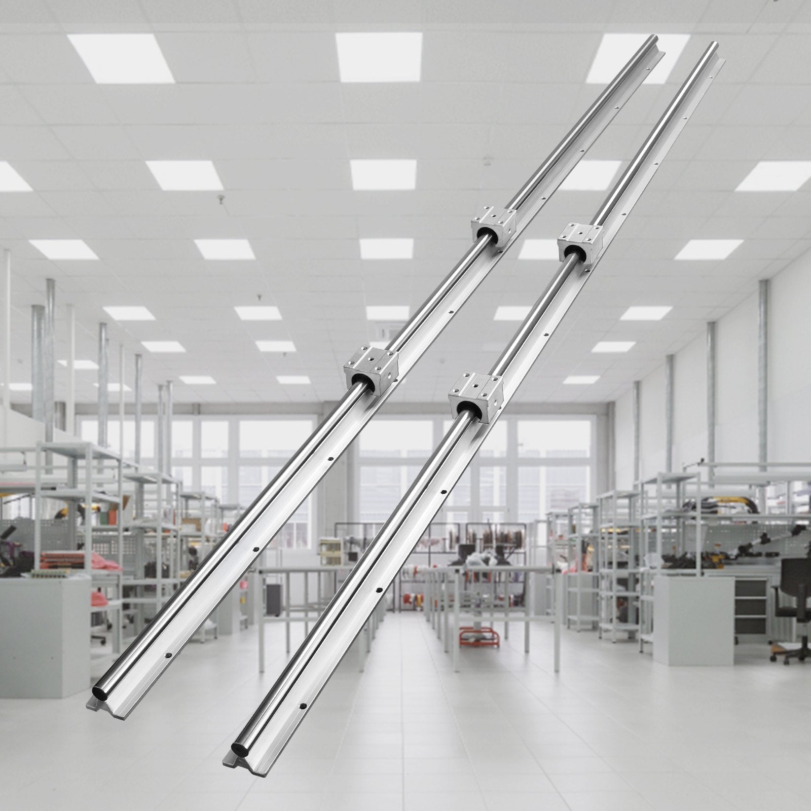 VEVOR Linear Guide Rail Set, SBR20 1500mm, 2 PCS 59 in/1500 mm SBR20 Guide Rails and 4 PCS SBR20UU Slide Blocks, Linear Rails and Bearings Kit for Automated Machines DIY Project CNC Router Machines