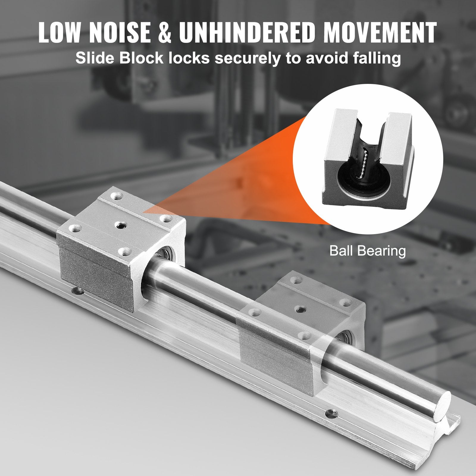 VEVOR Linear Guide Rail Set, SBR20 800mm, 2 PCS 31.5 in/800 mm SBR20 Guide Rails and 4 PCS SBR20UU Slide Blocks, Linear Rails and Bearings Kit for Automated Machines DIY Project CNC Router Machines
