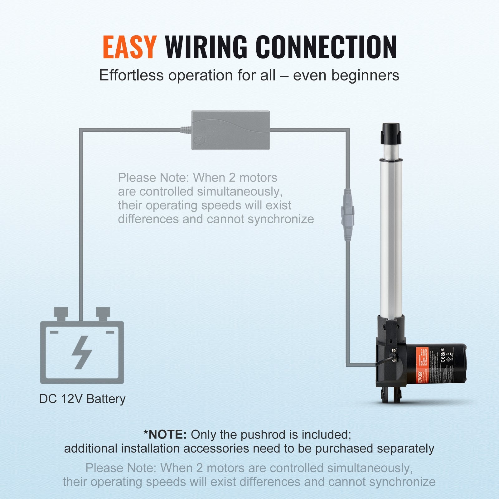 VEVOR Linear Actuator 12V, 10 Inch Heavy Duty 1320lbs/6000N Linear Actuator, 0.19"/s Linear Motion Actuator with Mounting Bracket & IP44 Protection for Electric Door Industrial Machinery Vessels Cargo