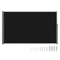 VEVOR Retractable Side Awning, 160X300cm Aluminum Outdoor Privacy Screen, 280g Polyester Water-proof Retractable Patio Screen, UV 30+ Room Divider Wind Screen for Patio, Backyard, Balcony, Black