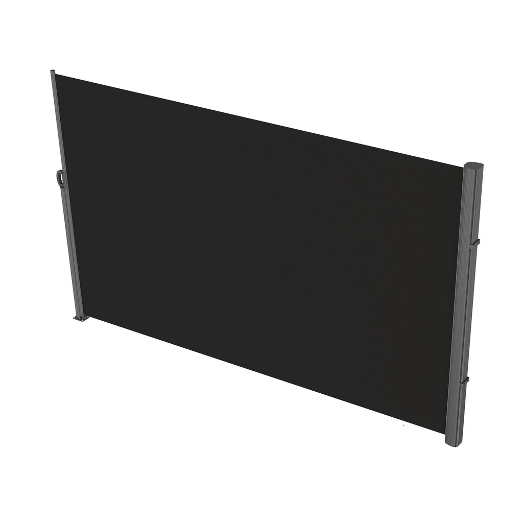 VEVOR Retractable Side Awning, 160X300cm Aluminum Outdoor Privacy Screen, 280g Polyester Water-proof Retractable Patio Screen, UV 30+ Room Divider Wind Screen for Patio, Backyard, Balcony, Black