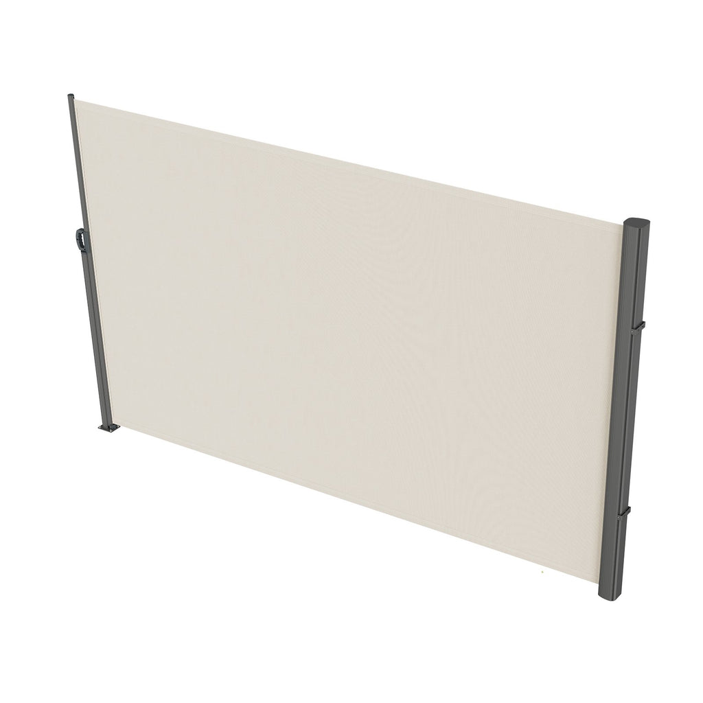 VEVOR Retractable Side Awning,160X300cm Aluminum Outdoor Privacy Screen, 280g Polyester Water-proof Retractable Patio Screen, UV 30+ Room Divider Wind Screen for Patio, Backyard, Balcony, Beige