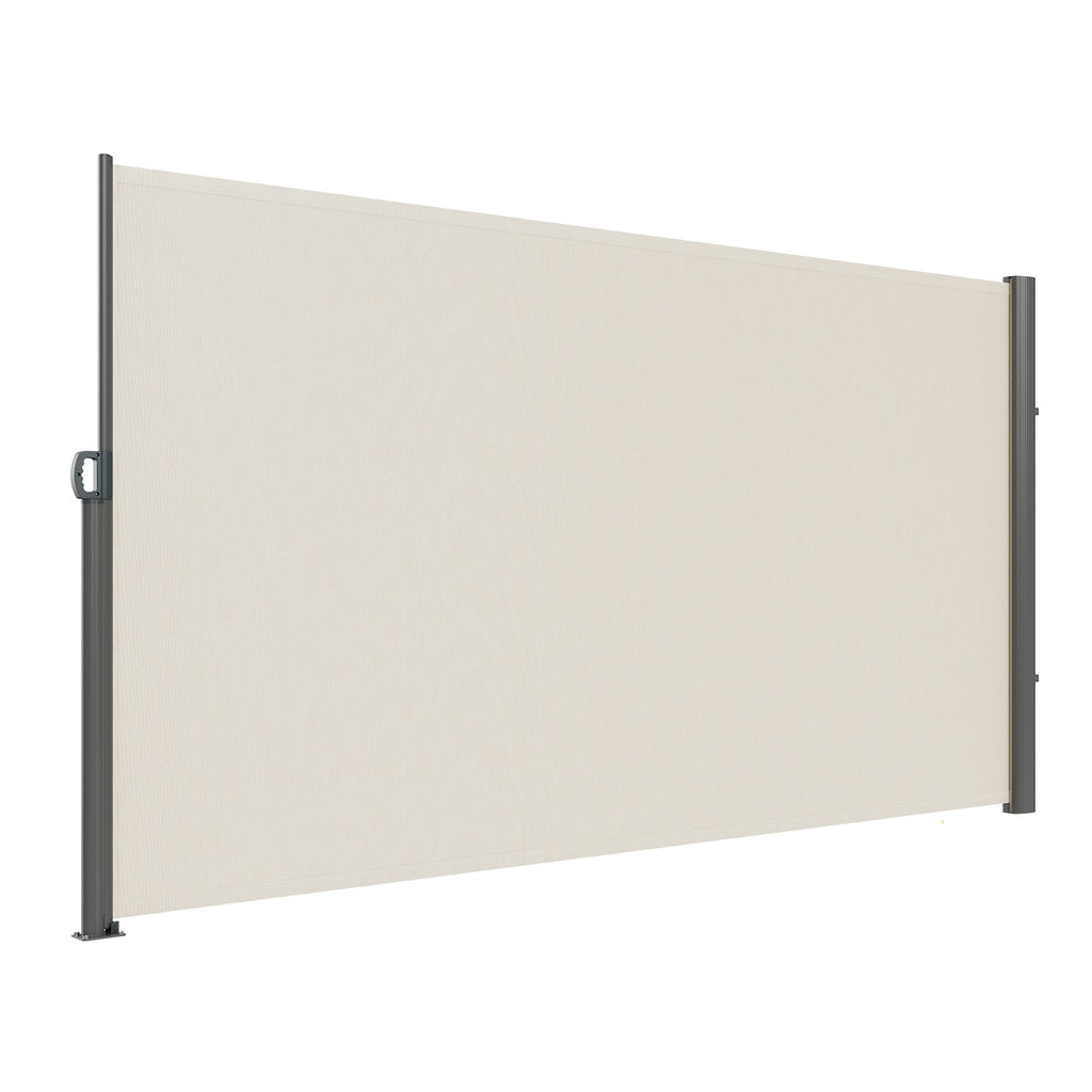 VEVOR Retractable Side Awning,160X300cm Aluminum Outdoor Privacy Screen, 280g Polyester Water-proof Retractable Patio Screen, UV 30+ Room Divider Wind Screen for Patio, Backyard, Balcony, Beige