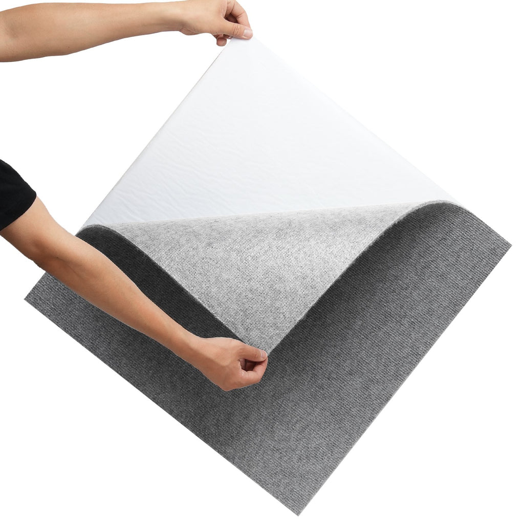 VEVOR Carpet Tiles Peel and Stick, Squares Self Adhesive Carpet Floor Tile, Soft Padded Carpet Tiles, Easy Install DIY for Bedroom Living Room Indoor Outdoor (9Tiles, Light Gray)
