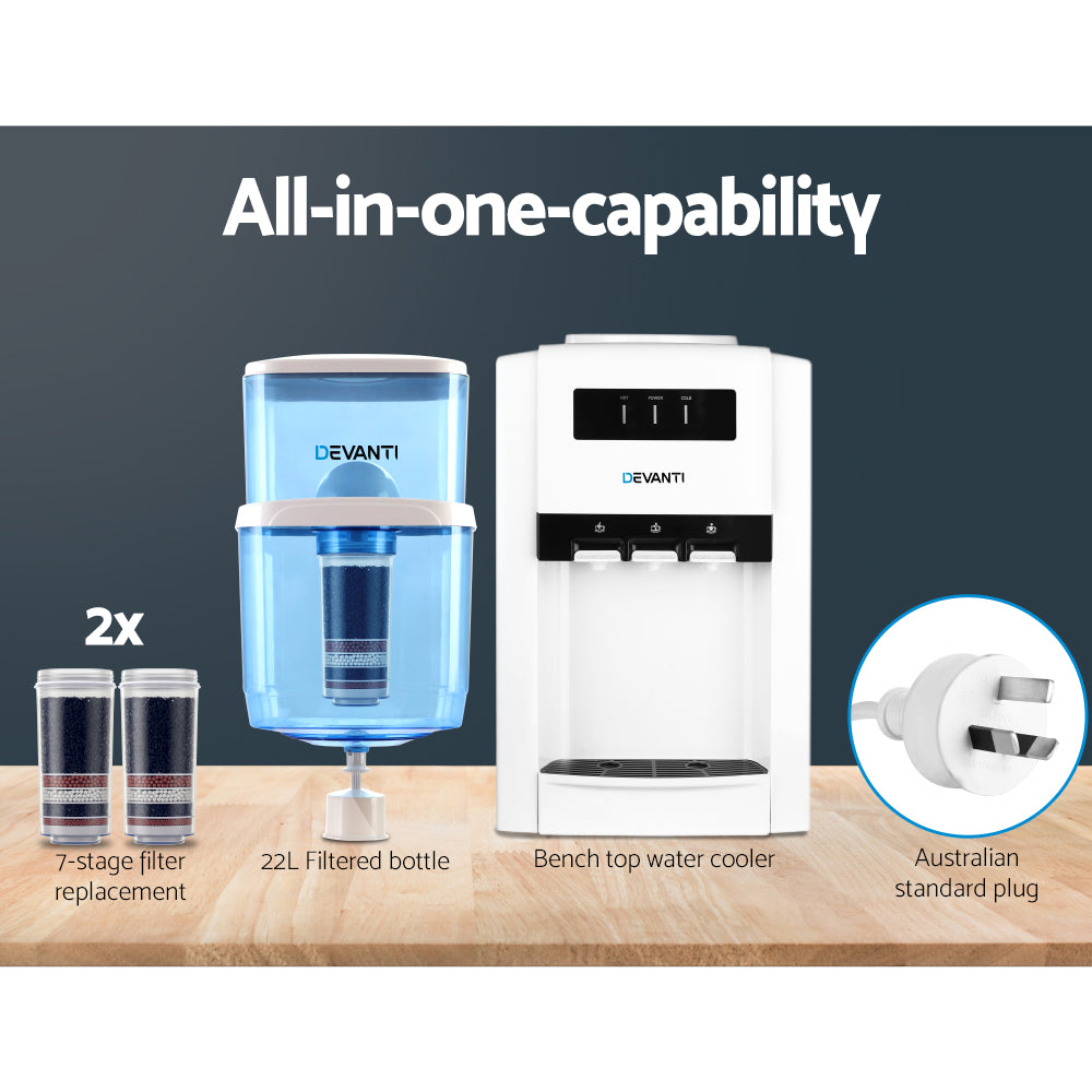 Devanti Water Cooler Dispenser Bench Top 22L w/2 Filter