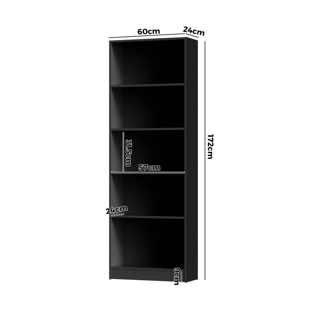 5-Tier Bookcase Bookshelf Display Shelf Storage Cabinet Stand Rack Shelving Unit